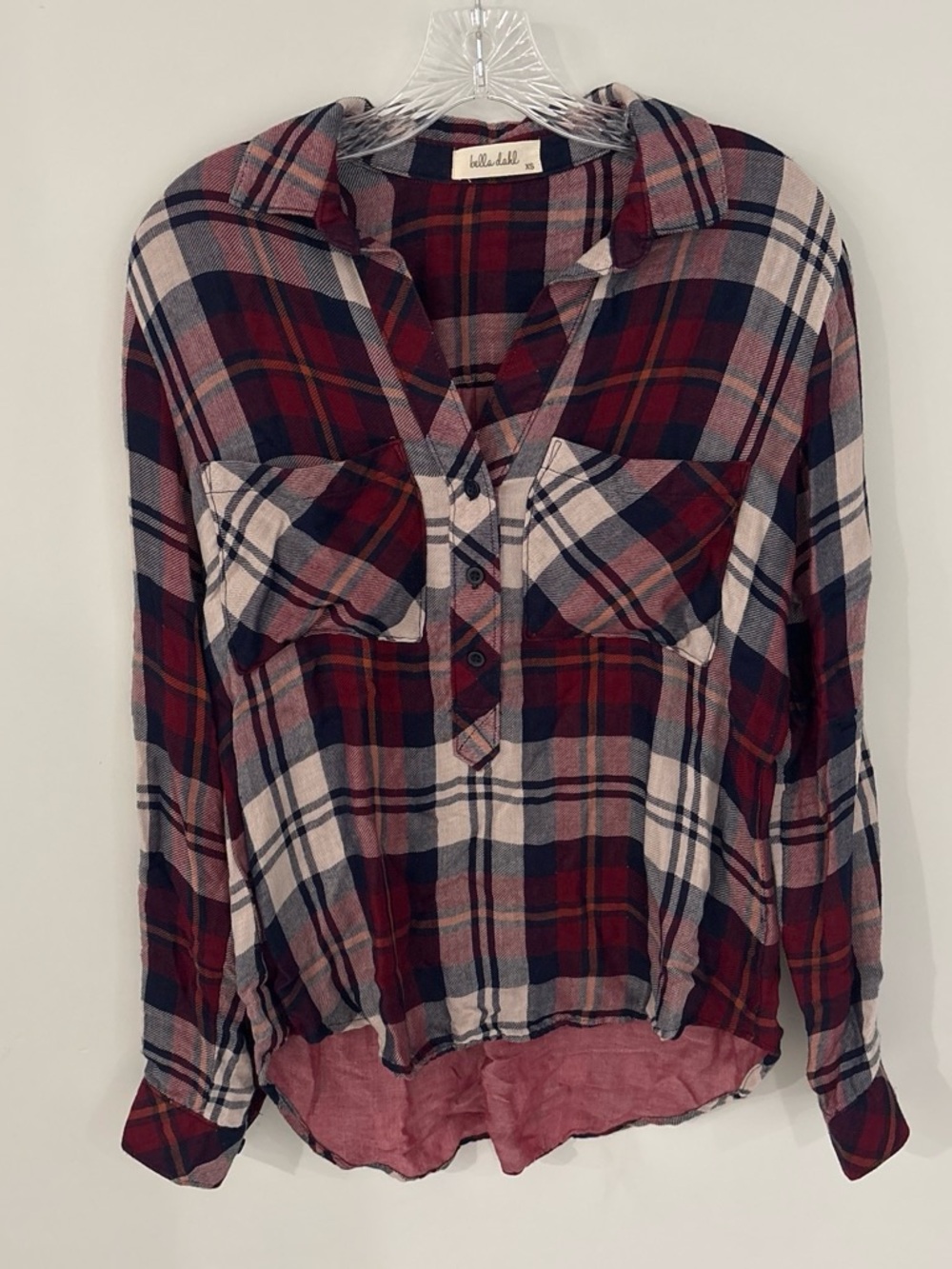 Bella Dahl Red and Navy Plaid Button-Front Shirt